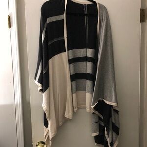 Elegant Striped Women's Sweater - Black, Gray, and Cream